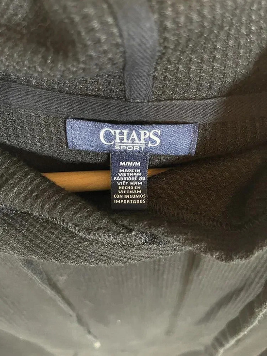 Women’s CHAPS Black Thermal Waffle Knit Hooded Long Sleeve, Size M - Picture 3 of 4